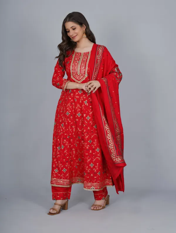 Red_Viscose_Rayon_Embroidered_Kurta_Sharara_Set_For_Women