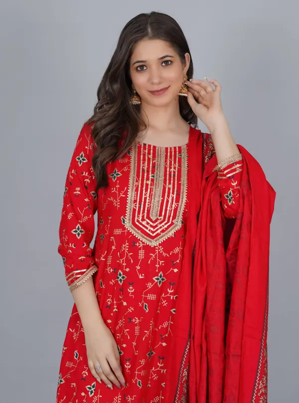 Red_Viscose_Rayon_Embroidered_Kurta_Sharara_Set_For_Women