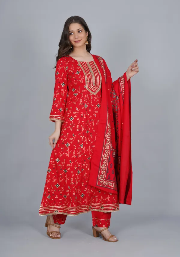 Red_Viscose_Rayon_Embroidered_Kurta_Sharara_Set_For_Women
