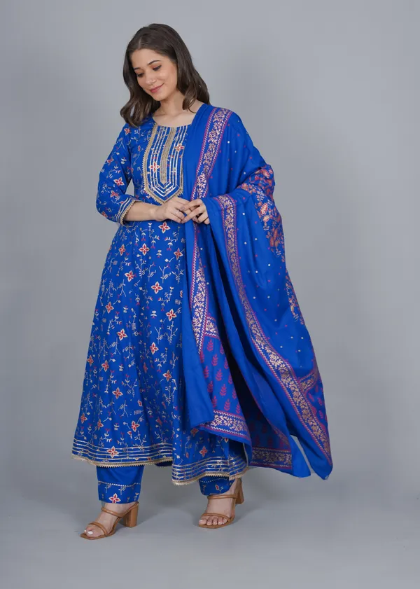 Blue_Viscose_Rayon_Embroidered_Kurta_Sharara_Set_For_Women