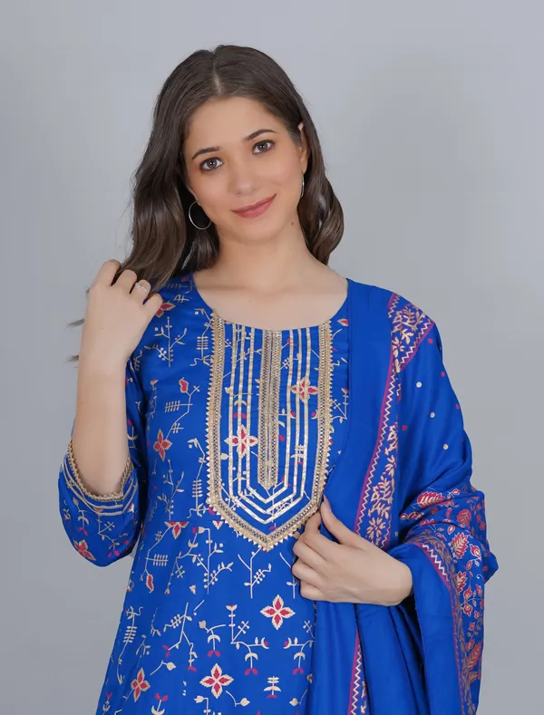 Blue_Viscose_Rayon_Embroidered_Kurta_Sharara_Set_For_Women