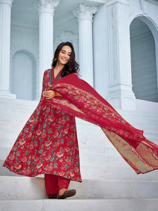 Mahroon_Cotton_Kurta_Palazzo_With_Duptta_Sets