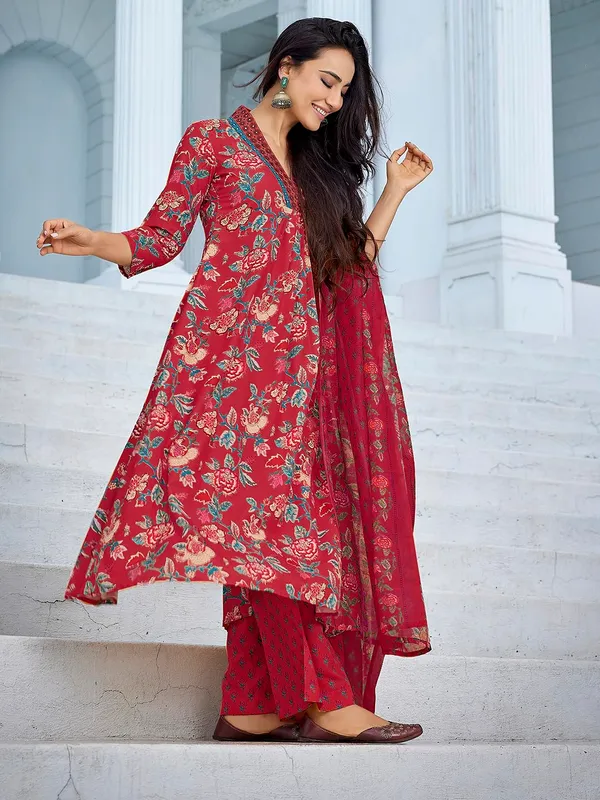Mahroon_Cotton_Kurta_Palazzo_With_Duptta_Sets