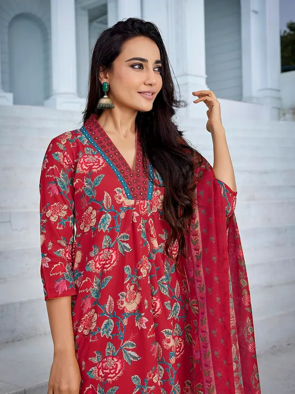 Mahroon_Cotton_Kurta_Palazzo_With_Duptta_Sets