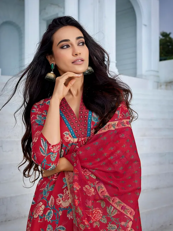Mahroon_Cotton_Kurta_Palazzo_With_Duptta_Sets