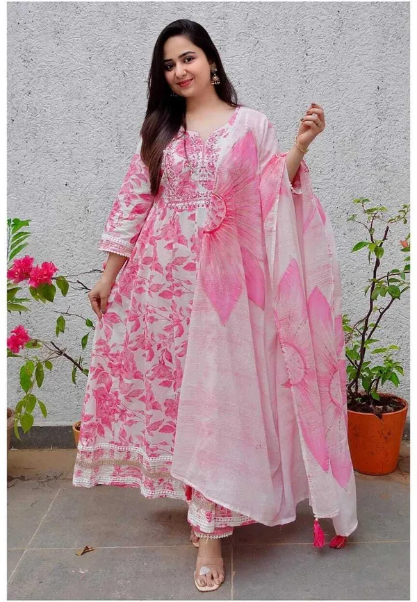 Purple_&_White_Pure_Cotton_Printed_Kurta_Pant_Set_For_Women