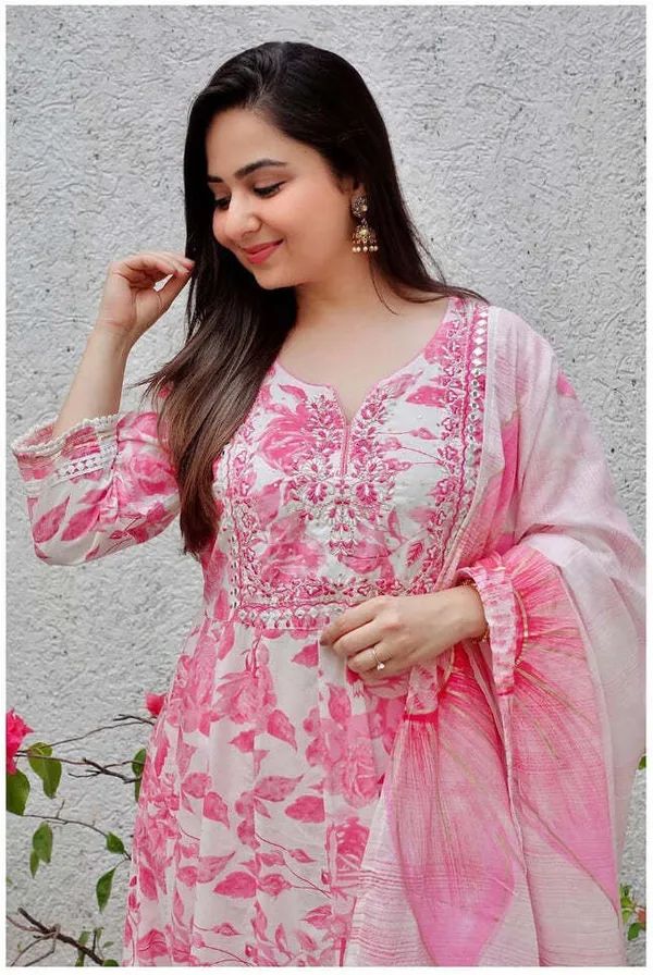 Purple_&_White_Pure_Cotton_Printed_Kurta_Pant_Set_For_Women