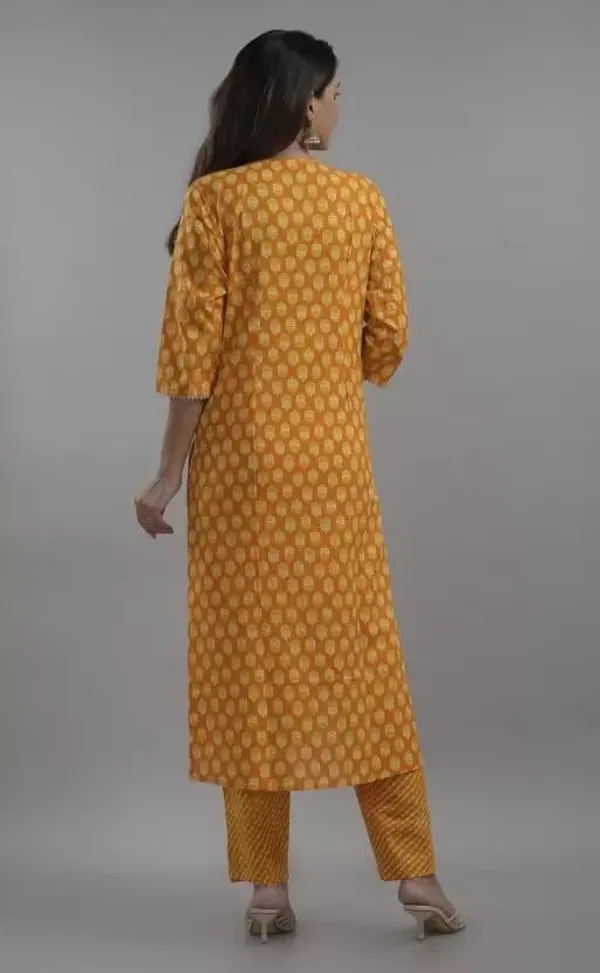 Orange_Cotton_Blend_Printed_Kurta_Pant_Set_For_Women