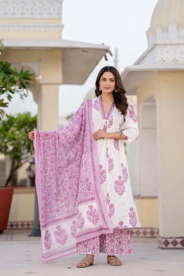 Purple_Pure_Cotton_Floral_Print_Kurta_Palazzo_Set_For_Women