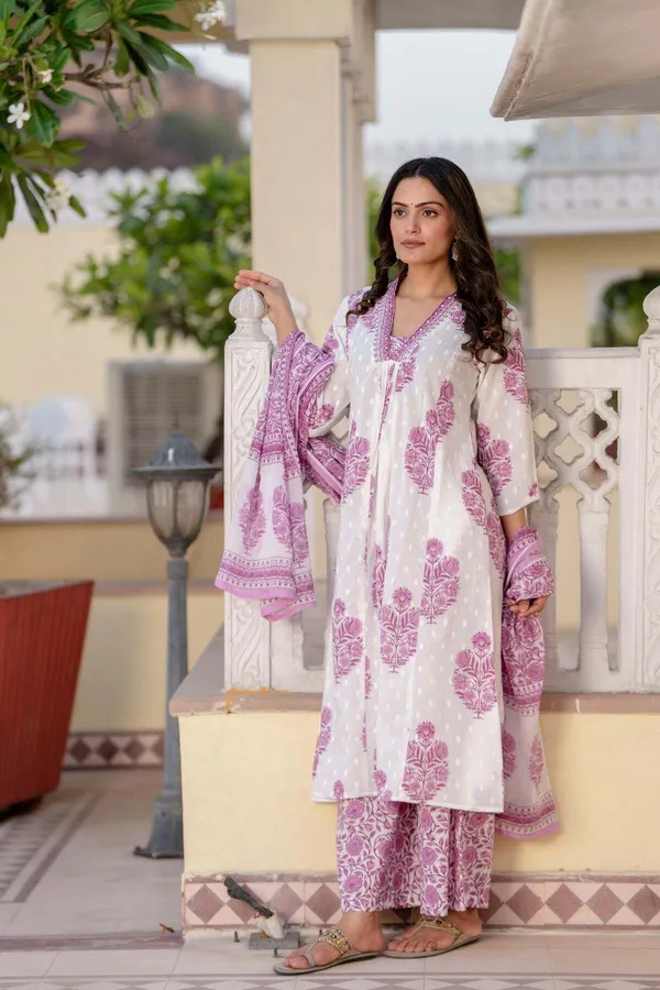 Purple_Pure_Cotton_Floral_Print_Kurta_Palazzo_Set_For_Women