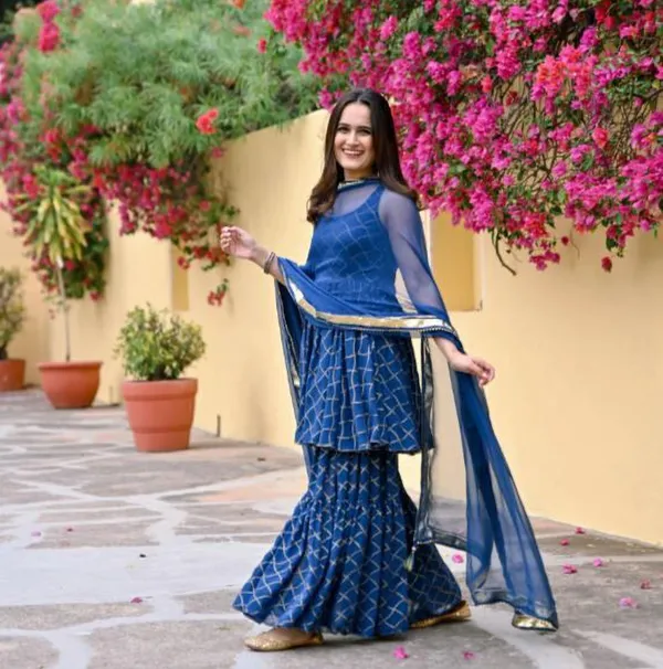 Light_Blue_Viscose_Rayon_Striped_Kurta_Sharara_Set_For_Women