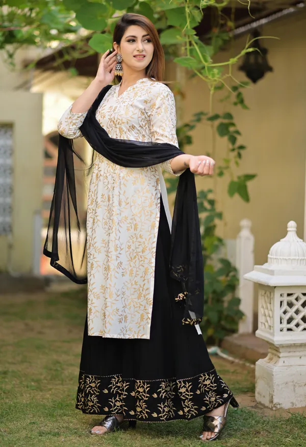 Gold_&_White_Viscose_Rayon_Printed_Kurti_Sharara_Set_For_Women