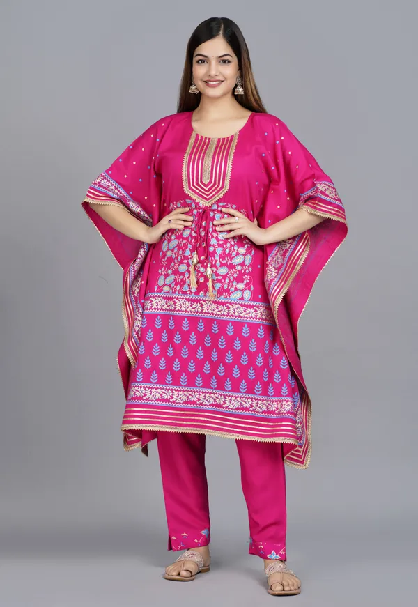 Dark_Blue_Viscose_Rayon_Printed_Kaftan_Pant_Set_For_Women