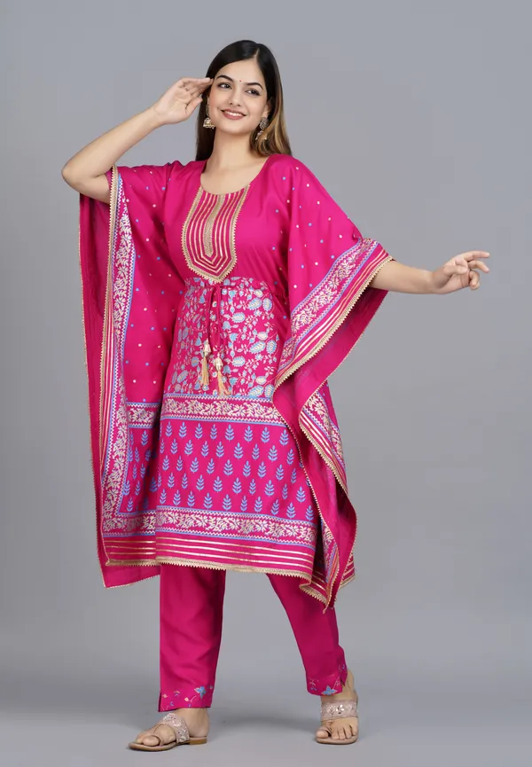 Dark_Blue_Viscose_Rayon_Printed_Kaftan_Pant_Set_For_Women