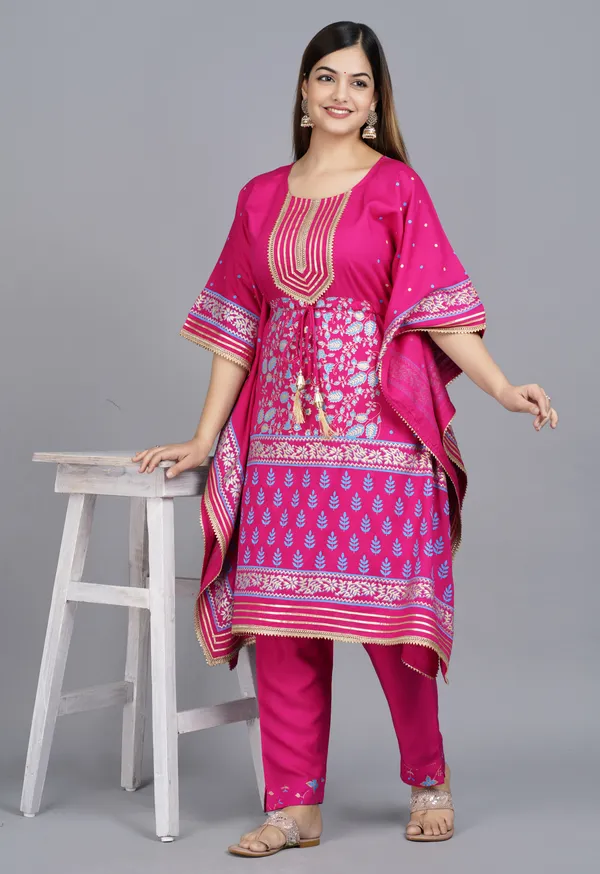 Dark_Blue_Viscose_Rayon_Printed_Kaftan_Pant_Set_For_Women