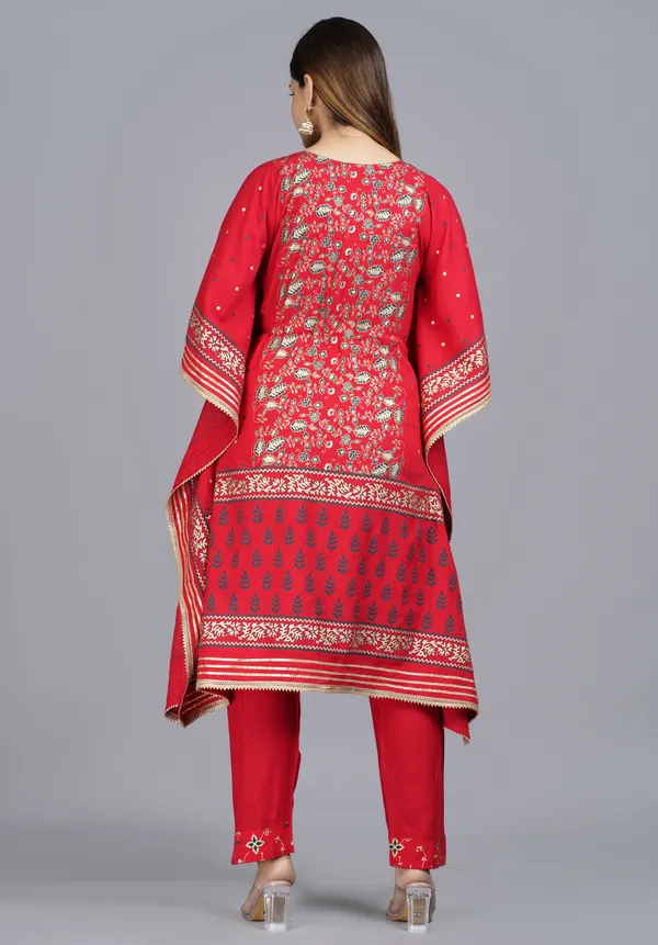 Red_Viscose_Rayon_Printed_Kaftan_Pant_Set_For_Women