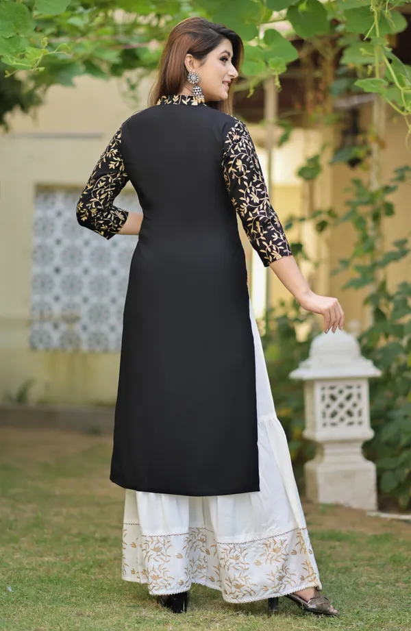 Black_Viscose_Rayon_Printed_Kurta_Sharara_Set_For_Women