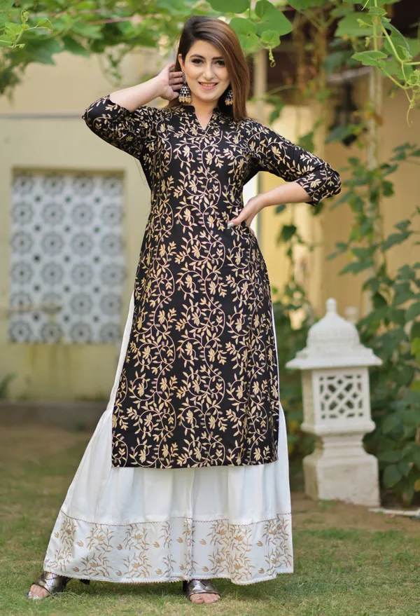Black_Viscose_Rayon_Printed_Kurta_Sharara_Set_For_Women