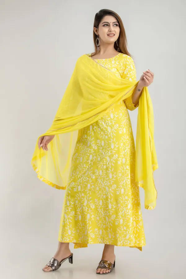 Yellow_Viscose_Rayon_Printed_A-Line_Kurta_For_Women