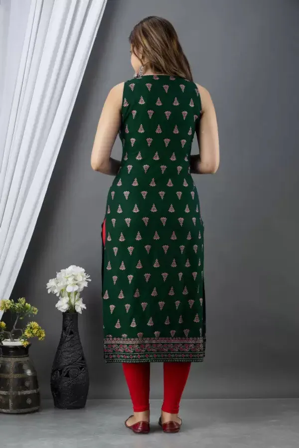 Green_Viscose_Rayon_Floral_Print_Straight_Kurta_For_Women