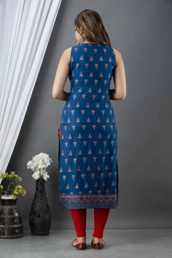 Black_Viscose_Rayon_Floral_Print_Straight_Kurta_For_Women