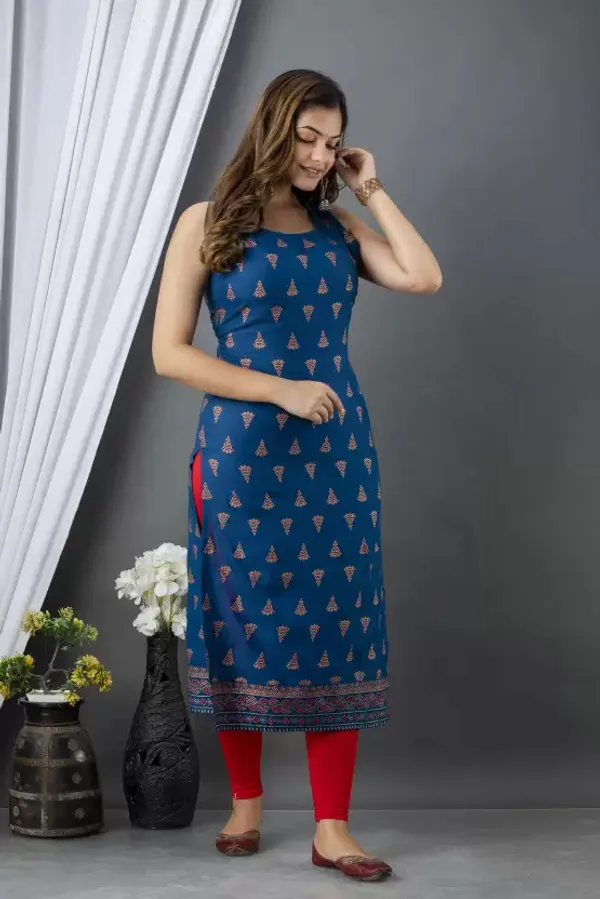 Black_Viscose_Rayon_Floral_Print_Straight_Kurta_For_Women