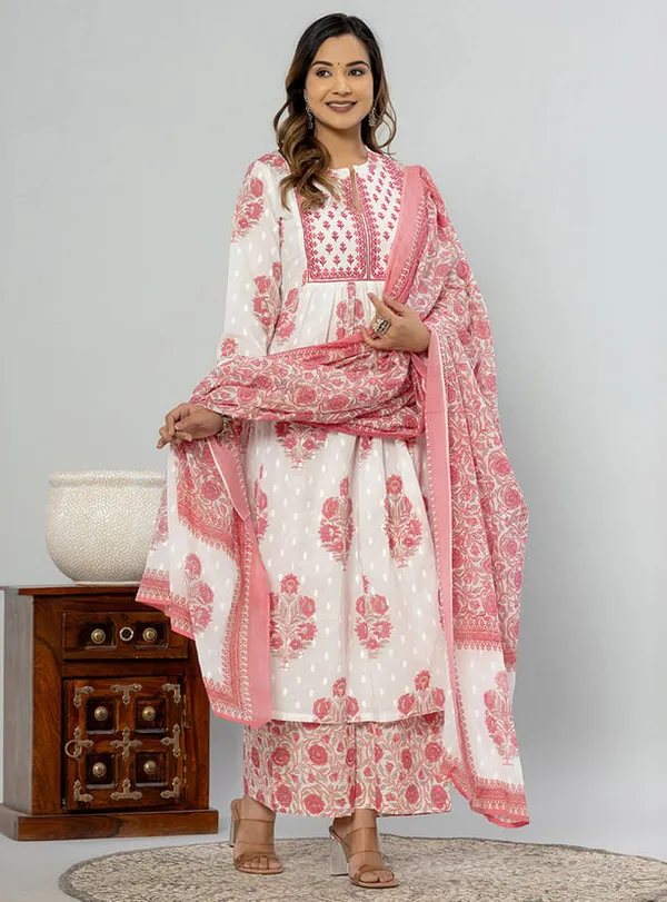 Women_Cotton_Embrodary_Kurta_Plazzo_&_Duptta_set