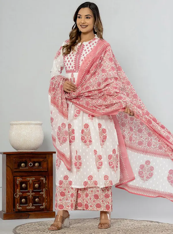Women_Cotton_Embrodary_Kurta_Plazzo_&_Duptta_set