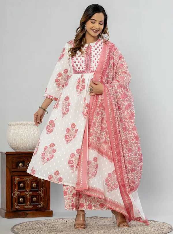 Women_Cotton_Embrodary_Kurta_Plazzo_&_Duptta_set