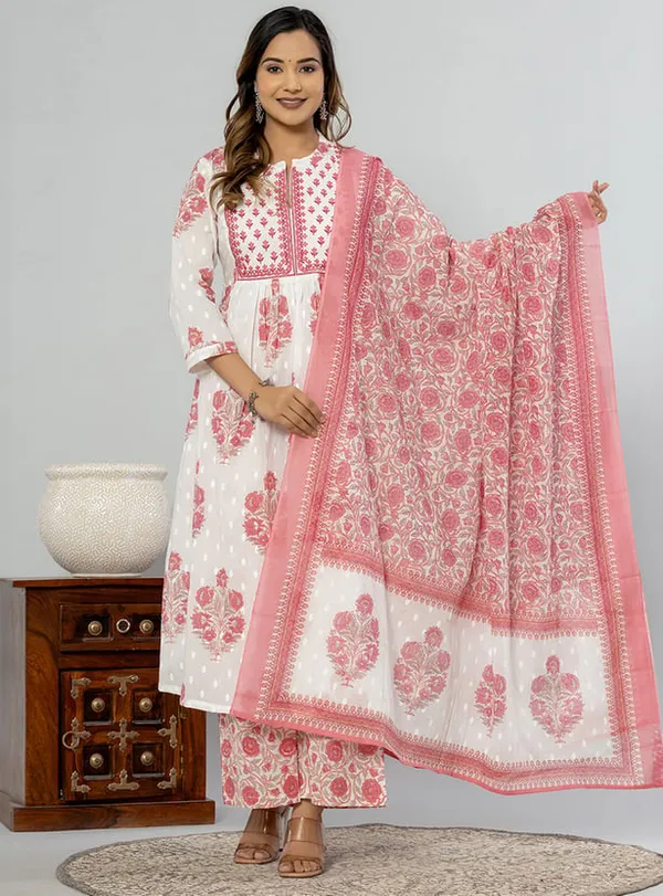 Women_Cotton_Embrodary_Kurta_Plazzo_&_Duptta_set