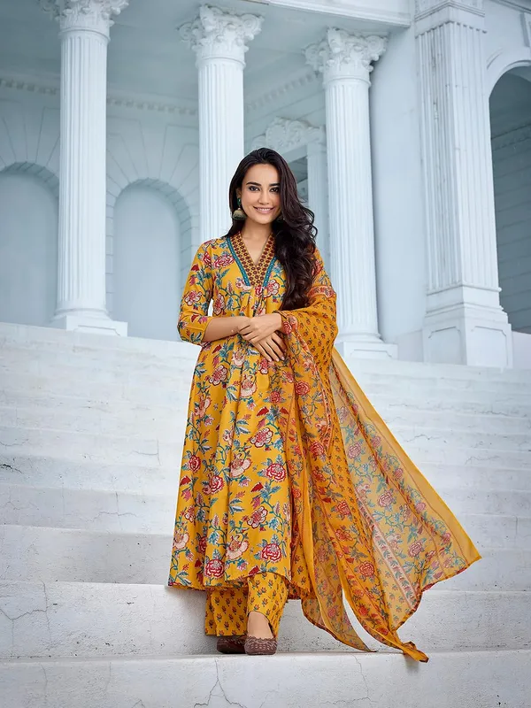 Yellow_Cotton_Kurta_Plazzo_Dupatta_sets
