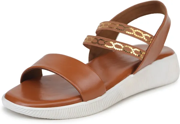 LADOO'S_Women_Wedges_(Tan_,_5)