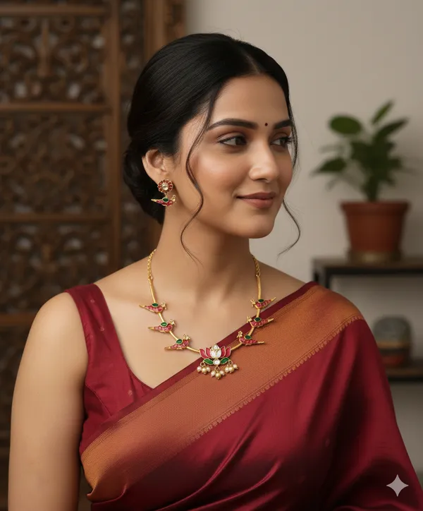 Golden_And_Red_Premium____Necklace_Set_For_Women
