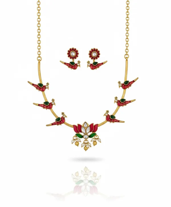 Golden_And_Red_Premium____Necklace_Set_For_Women