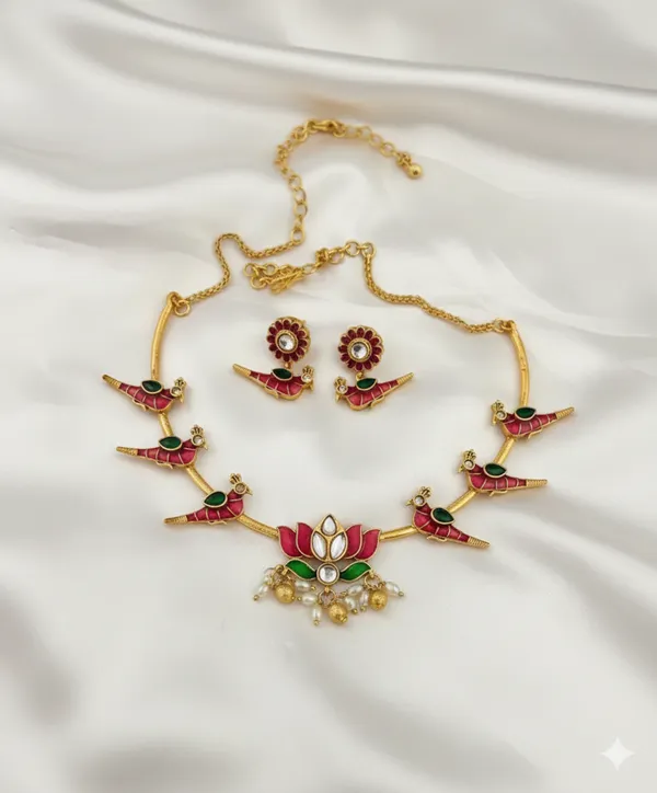 Golden_And_Red_Premium____Necklace_Set_For_Women