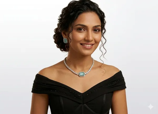 Sea_Blue_And_White_Premium__With__American_Diamond_Choker_Set_For_Women