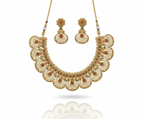 Golden_And_Red_Premium____Necklace_Set_For_Women
