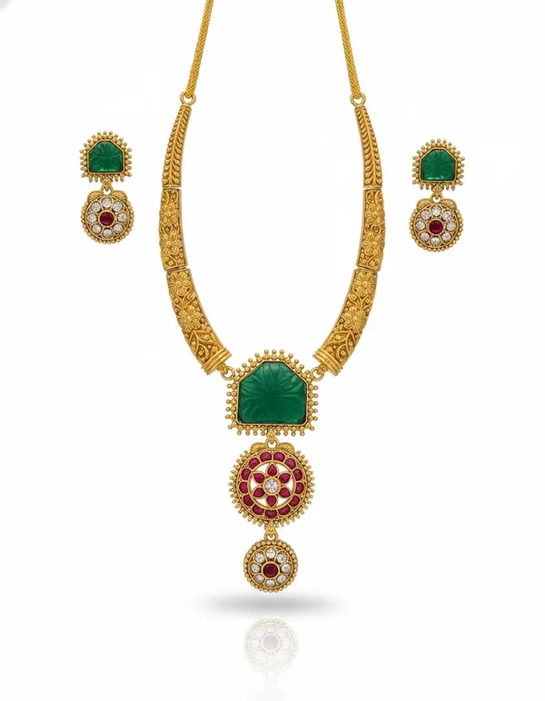 Green_and_Gold__Necklace_Set_For_Women