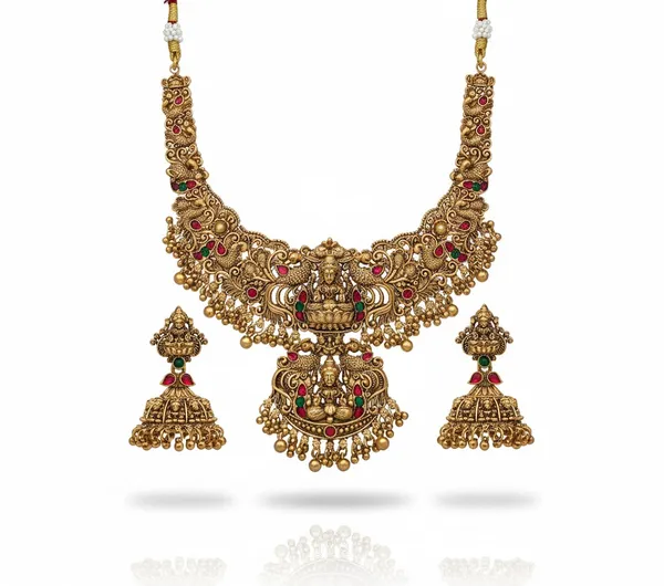Golden_And_Red_Premium____Necklace_Set_For_Women