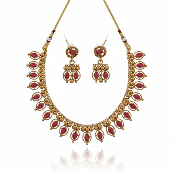 Golden_And_Red_Premium____Necklace_Set_For_Women