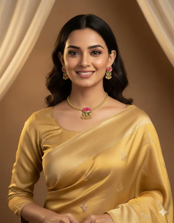 Golden_And_Pink_Premium____Necklace_Set_For_Women