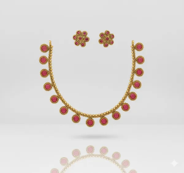 Golden_And_Red_Premium____Necklace_Set_For_Women