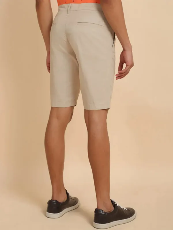 Beige_Color_Men_Slim_Fit_Pure_Cotton_Shorts