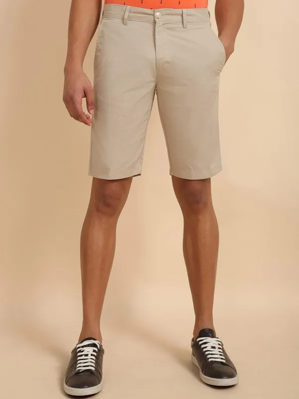 Beige_Color_Men_Slim_Fit_Pure_Cotton_Shorts