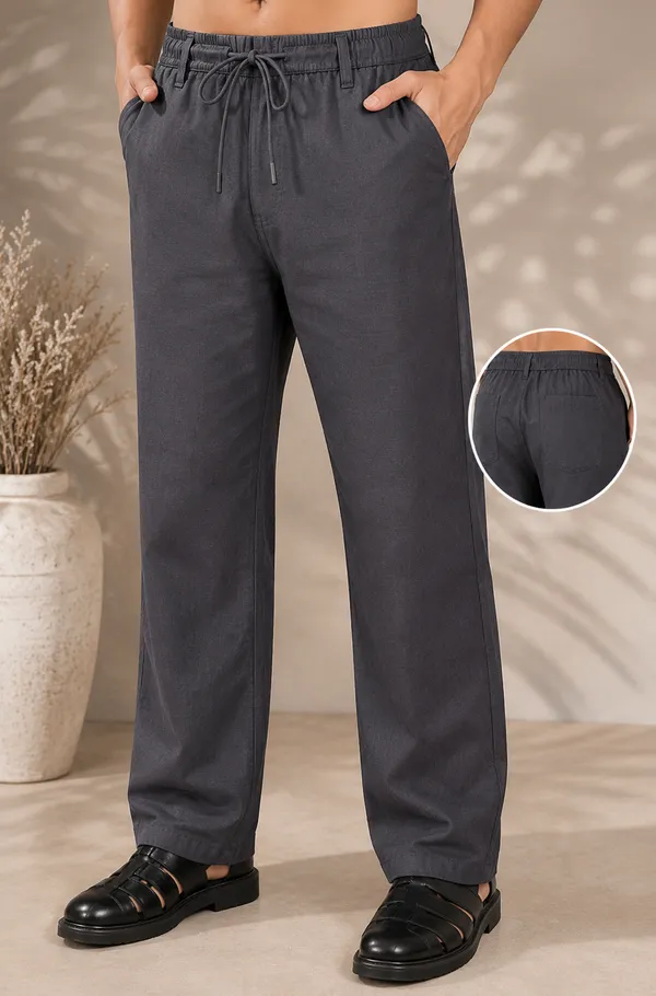 Dark_Grey_Color_Cotton-Linen_Trousers_For_Men