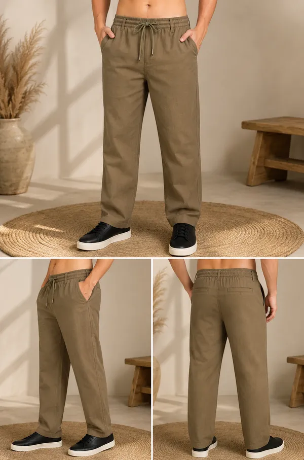 Dark_Khaki_Color_Cotton-Linen_Trousers_For_Men