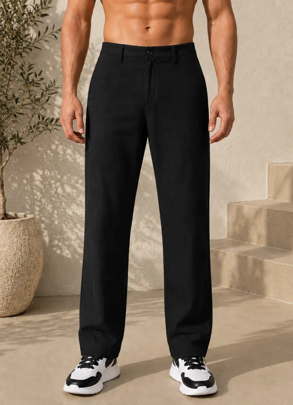 Men's_Black_Color_Cotton_Linen_Trouser