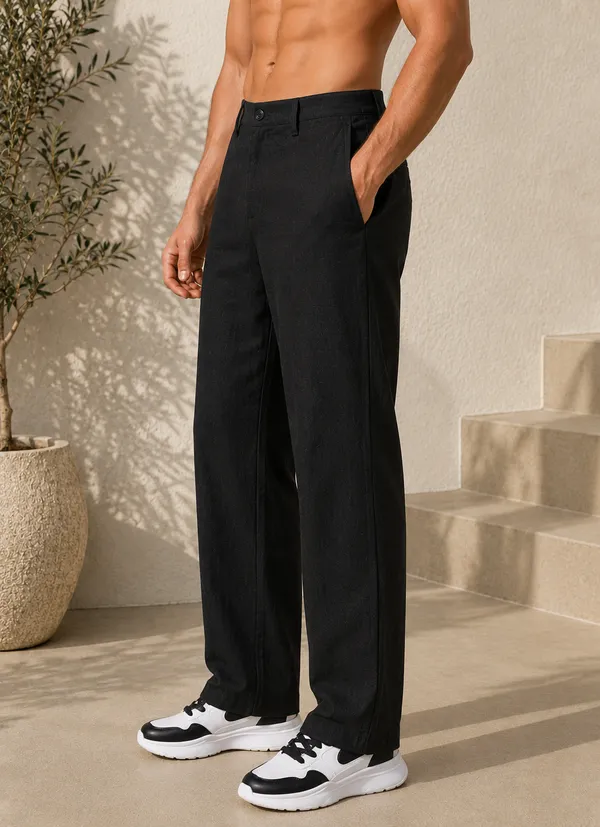 Men's_Black_Color_Cotton_Linen_Trouser