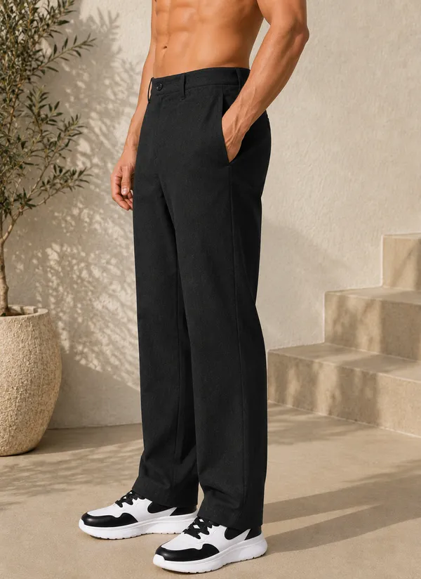 Men's_Black_Color_Cotton_Linen_Trouser