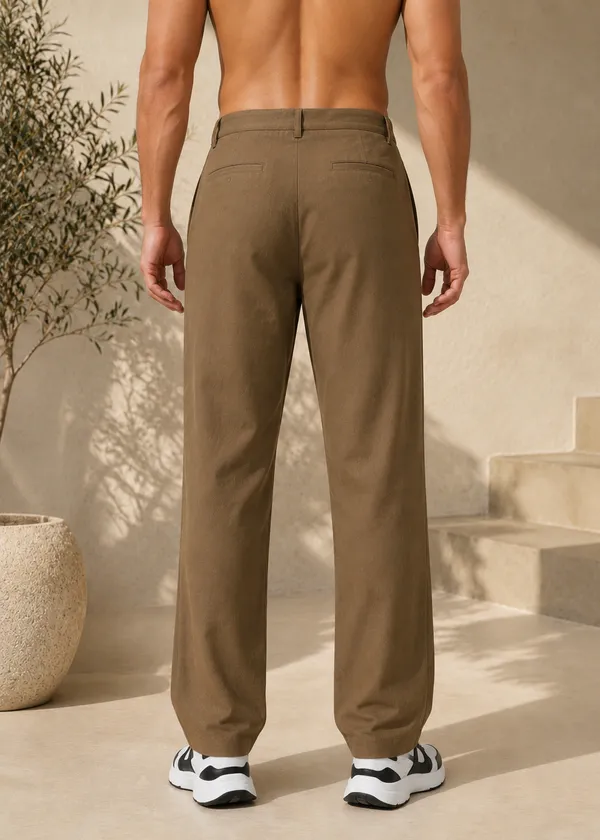 Men's_Khaki_Color_Cotton_Linen_Trouser